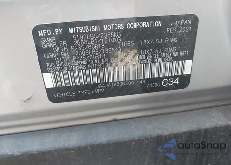 2022 Mitsubishi Outlander Es 2.5 S-Awc из США, поврежденный, VIN JA4J4TA80NZ001144